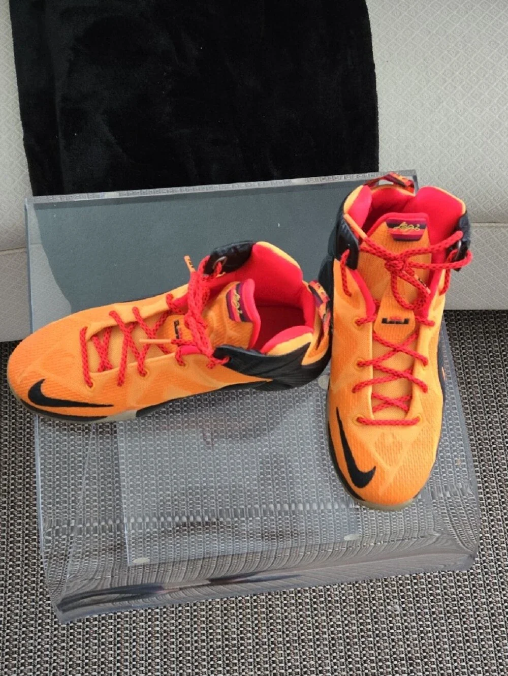 Nike Lebron James 12 CLE Youth Orange and Red Athletic Shoes - Lightweight